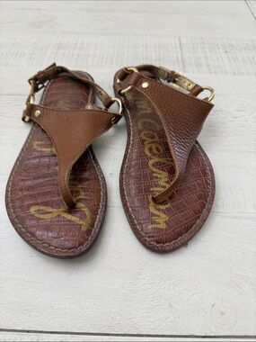 Sam Edelman Brown Leather Thong Sandals